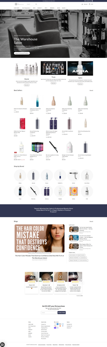 Custom Shopify Store Design for The Warehouse Salon